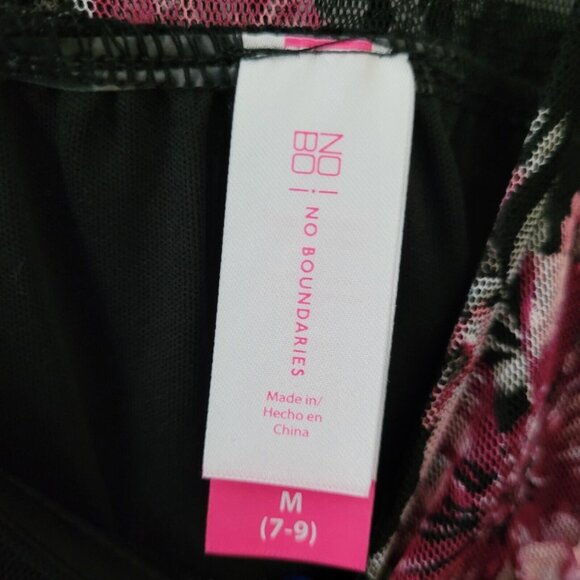No Boundaries Mesh Floral Blouse Juniors Size M (7-9) Black Pink Whimsigoth NWT - Picture 3 of 11